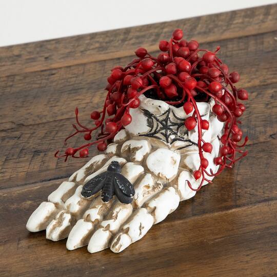 3" Artificial Halloween String of Pearls in Skeleton Foot Planters, 2ct.